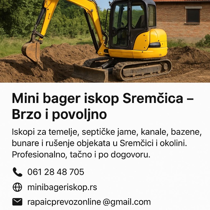 Mini bager iskop Barajevo – Sve vrste iskopa